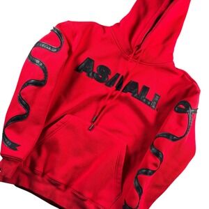 Asaali Los Angeles Red Snake Graphic Hoodie XS Streetwear Cotton Pullover